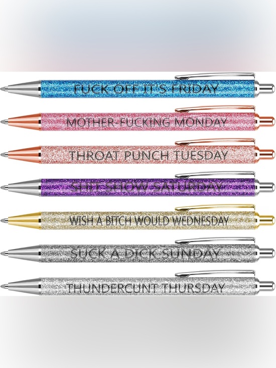 Other - 7 Swear Days of The Week Glitter Pens NEW